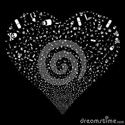 Narcotic Drugs Fireworks Heart Cartoon Illustration