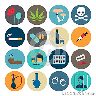 Narcotic drugs flat icon Vector Illustration