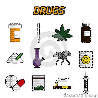 Narcotic drugs flat icon Vector Illustration