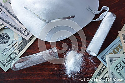 Narcotics making and trafficking concept. Stock Photo