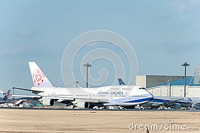 NARITA - JAPAN, JANUARY 25, 2017: B18212 Boeing 747 China Airlines in International Narita Airport, Japan. Editorial Stock Photo