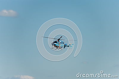 NARITA - JAPAN, JANUARY 25, 2017: JA6815 Helicopter Chiba Prefectural Police Aviation Unit Landing in International Narita Airport Editorial Stock Photo