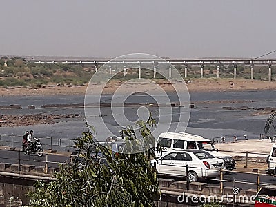 NARMADA BRIDGE VIEW Stock Photo