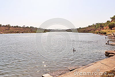 Narmada River near Bheraghat in Jabalpur Editorial Stock Photo