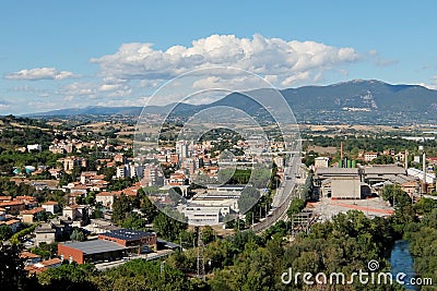 Aerial view of Narni Scalo Editorial Stock Photo