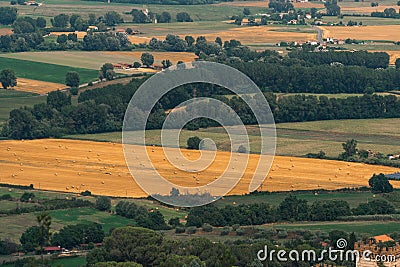 Narni Scalo Terni, Umbria, Italy - View of the industrial part of the city, yellow fields, agriculture, distant view Stock Photo