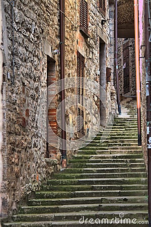 Narrow alley in Perugia Stock Photo