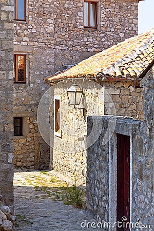 Narrow alley in Ulcinj - Montenegro, Balkans Stock Photo