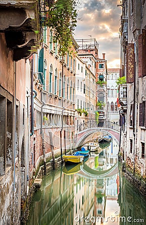 Narrow canal in Venice Stock Photo