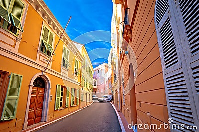 Narrow colorful street of Monaco old town Stock Photo