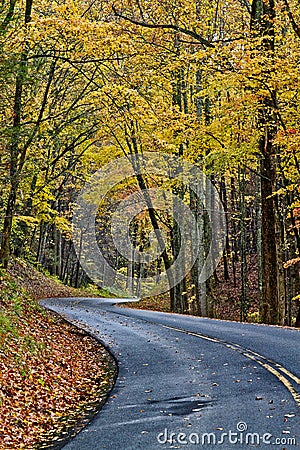 Narrow curvy mountain road Stock Photo