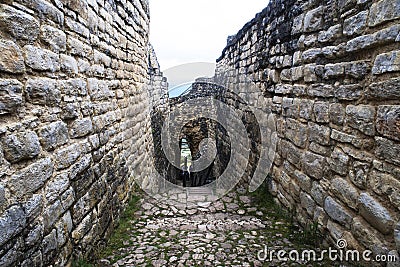 Narrow entrance ramp to the ruins of Kuelap near Chachapoyas, Peru Stock Photo