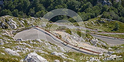 Narrow and extreme road to highest peak Sveti Jure Saint George of Biokovo national park Stock Photo