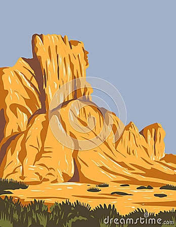 Narrow Faulted Mountain Chains and Flat Arid Valleys or Basins Within Basin and Range National Monument in Lincoln and Nye County Vector Illustration