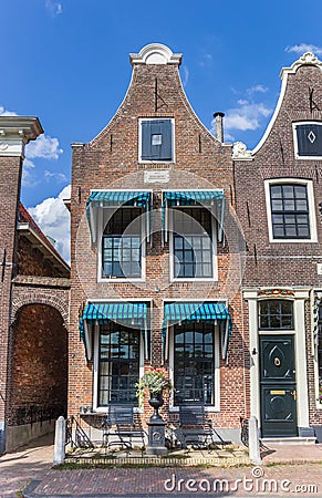 Narrow house in the historic center of Blokzijl Stock Photo