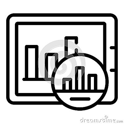 Narrow market tablet graph icon, outline style Vector Illustration