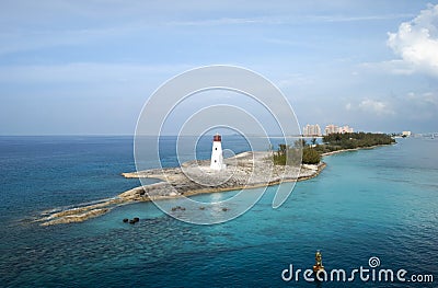 Narrow Paradise Island With A Lighthouse Stock Photo