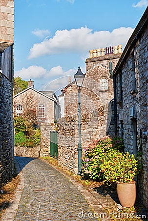 Narrow Paved Street Kendal, Cumbria Stock Photo