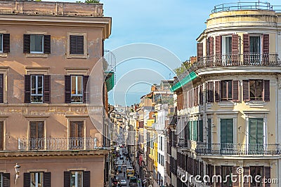 Narrow Rome street view from above Stock Photo