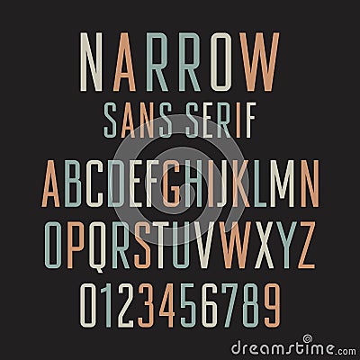 Narrow Sans Serif 001 Vector Illustration