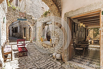 Narrow stone street, Bale, Istria, Croatia Editorial Stock Photo