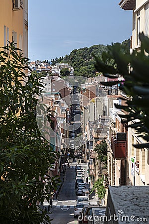 Narrow street of Barcelona Editorial Stock Photo