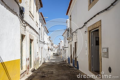 A narrow street of Borba in Alentejo, Portugal Stock Photo