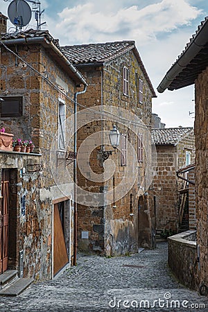 Narrow street in the center of Orvieto, Italy Editorial Stock Photo