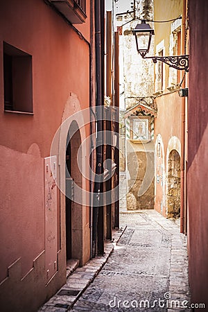 Narrow street in historic center of Tarragona,Spain. Stock Photo