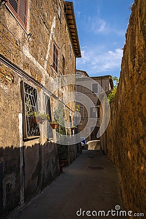 Narrow street of medieval town of Orte, Italy Stock Photo