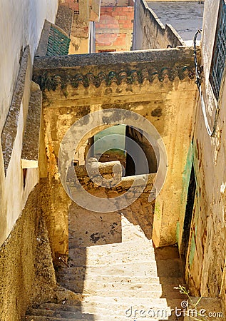 On the street in Medina. Moulay Idriss Zerhoun, Morocco Stock Photo