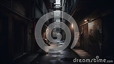 Narrow street in the old town of Tokyo, Japan. Long exposure. Stock Photo