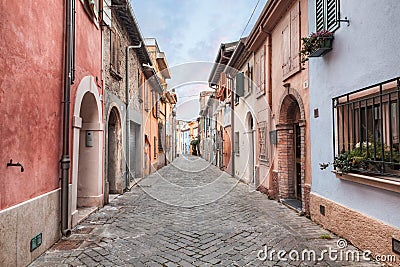 Narrow street in Rimini, italy Editorial Stock Photo