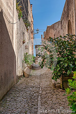 Narrow street Trapani Sicily Stock Photo