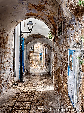 Narrow Street In Tzfat Stock Photo