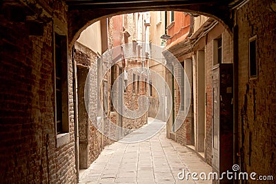 Narrow street in Venice Stock Photo