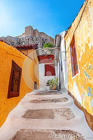 Street view of Anafiotika Stock Photo