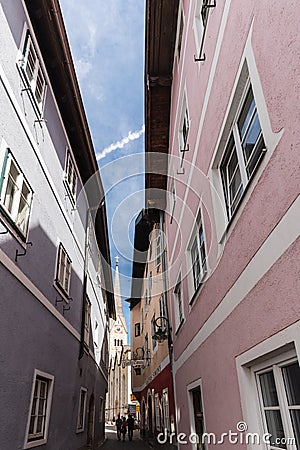Narrow Hallstatt Streets in Springtime, Austria Editorial Stock Photo