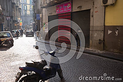 Narrow streets of Naples, Italy. Editorial Stock Photo