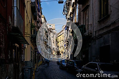 Narrow streets of Naples, Italy. Editorial Stock Photo