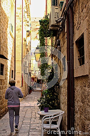The narrow streets of the old Dubrovnik Editorial Stock Photo