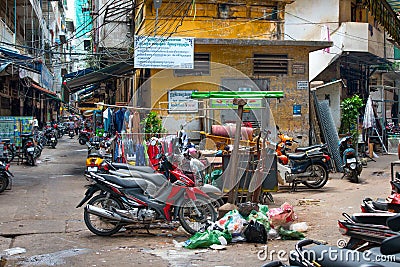 The Narrow Streets of Phnom Penh Editorial Stock Photo