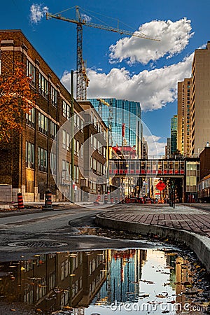 Narrow view to the new construction in Downtown core of Ottawa, Ontario, Canada. Stock Photo