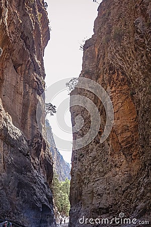 The rock forms yellow-brown walls Stock Photo