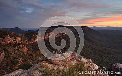 Narrowneck Sunset Blue Mountains Stock Photo