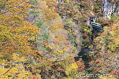 Naruko Gorge Autumn leaves in the fall season, Japan Stock Photo