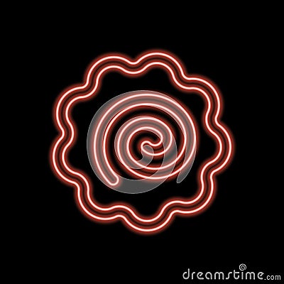 Narutomaki or kamaboko surimi vector outline icon neon color in black Vector Illustration