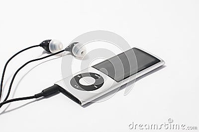 NARVA, ESTONIA - JANUARY 31: A silver Ipod Nano of the fifth generation on the white background in Narva, Estonia on January 31 Editorial Stock Photo