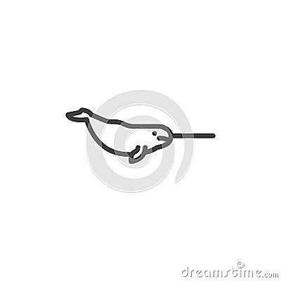 Narwhal animal line icon Vector Illustration