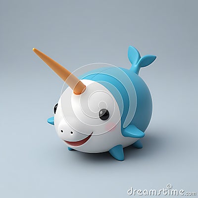 Narwhal 3D sticker Emoji icon illustration, funny little animals, narwhal on a white background Cartoon Illustration